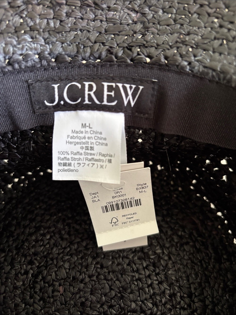 J. Crew Black Woven Straw Bucket Hat - Picture 2 of 6